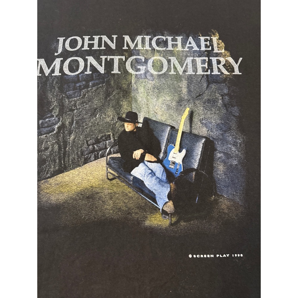 Delta John Michael Montgomery T-Shirt Mens XL Black Excellent 1998 Tour Graphic - Picture 2 of 4